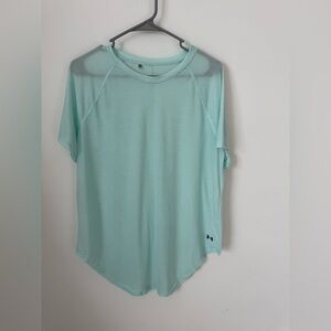 Under Armor mint green, cut-out, shirt. Size Large fits like and XL! Worn once.